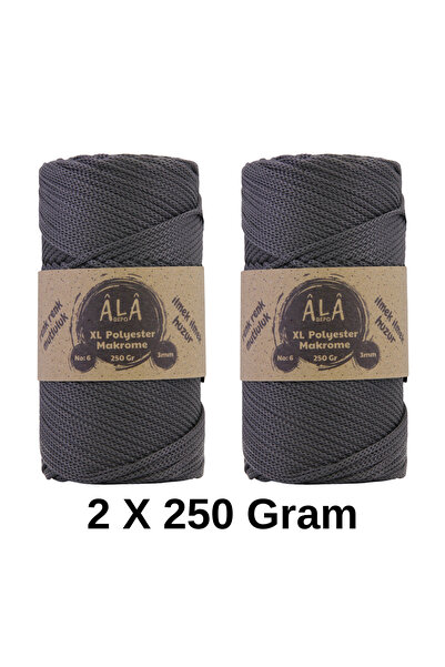 aladepo 2 Adet XL Polyester Makrome No:6 (Kalın) Çanta İpi 2x250 Gram (Toplam...