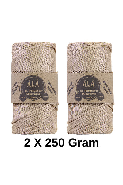 aladepo 2 Adet XL Polyester Makrome No:6 (Kalın) Çanta İpi 2x250 Gram (Toplam...