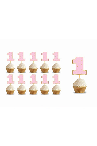 DEHAPARTY Toothpicks 1 Year Old Pink 10 Pieces Birthday Decoration Party Supp...