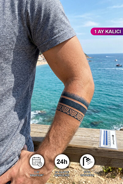 BP Tattoo 1 Ay Kalıcı Şerit Dövme Kol Bacak Bilek Vücut Dövmesi Bileklik Armb...