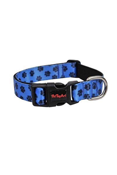 Pet Tag Art طوق للكلاب من PetTagArt قابل للتعديل بنمط مخالب سوداء على خلفية ز...