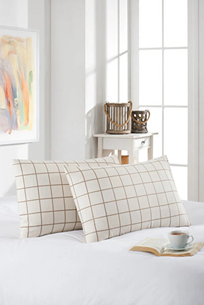 Shopyteks Μαξιλαροθήκη με τετράγωνο σχέδιο 2 τεμαχίων 50x70 εκ. | Βαμβακερό |...