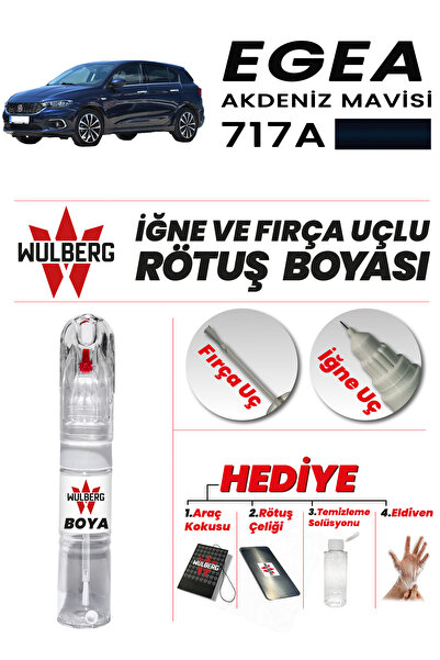 Wulberg Fiat Egea Akdeniz Mavisi 717A Rötuş Boya 25 ml İğne & Fırça Uçlu Kalı...