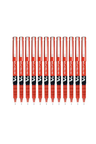 Pilot قلم حبر جاف Bx V5 Red Hi-Tecpoint فائق النعومة 0.5 مم، عبوة من 12 قلم