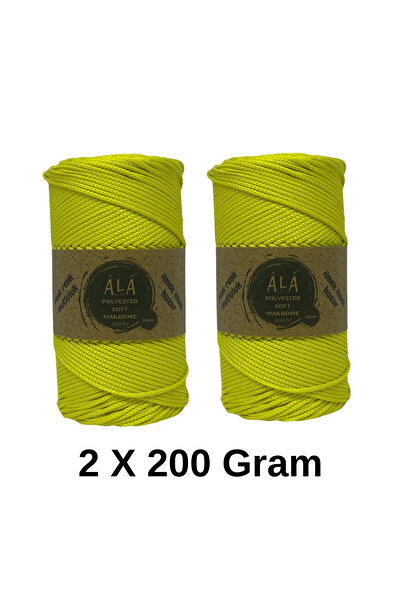 aladepo 2 Adet Polyester Soft Makrome Beyaz No:4-2mm 2x200 Gram (Toplam 400 G...