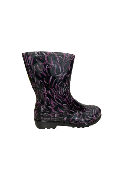 Emek , Women's Purple - Black Patterned 23 cm Long Garden, Rain Boots