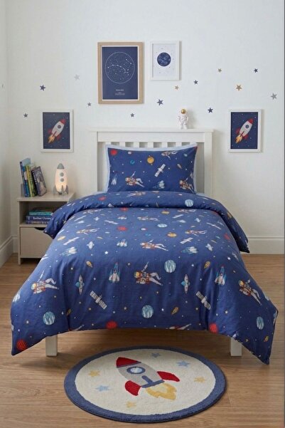 Hieve 100% Cotton Astronaut Space Pattern Single Child Duvet Cover Set (Without Sheets)