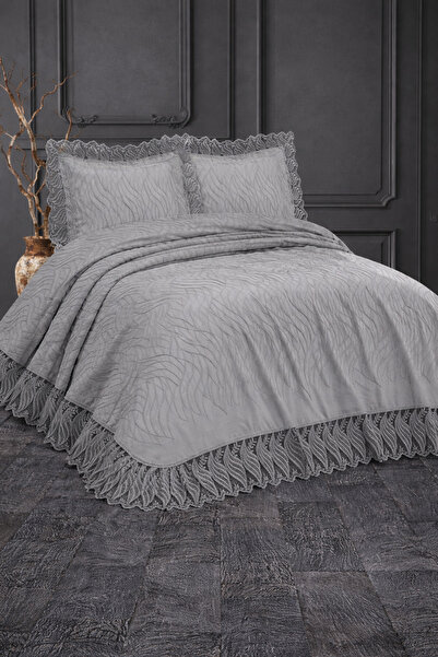 Hig Store Διπλό κάλυμμα κρεβατιού - Γκρι - Geblümt