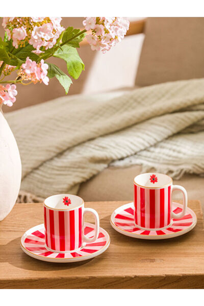 LC Waikiki Rmz Gi̇yi̇m Farkiyla Printed 2-Person Porcelain Coffee Cup Set