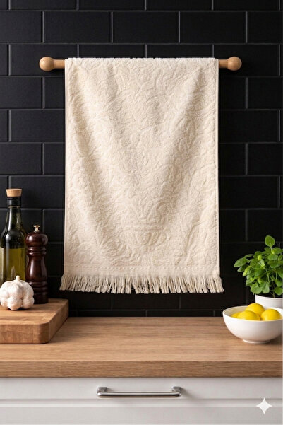 ÖZteks 24 Pieces Cream Color 30*50 cm Kitchen Towel - Hand Towel - Drying Cloth