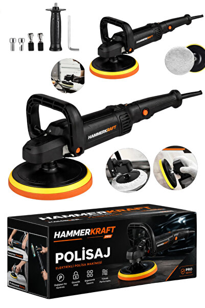 HAMMERKRAFT 1200WAAT PROFOSYONEL 6KADEMELİ DEVİR AYARLI 180MM PASTA CİLA ZIMP...