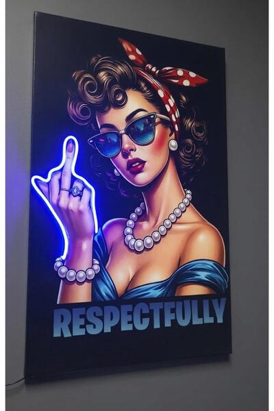 Eker Reklam Ajansı Retro Kadın | RESPESCTFULLY | Neon Ledli Modern Vinil Tablo