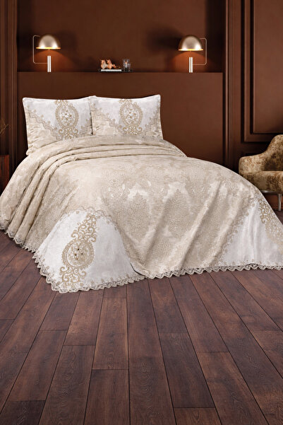 Hig Store Διπλό κάλυμμα κρεβατιού - Μπεζ - Geblümt