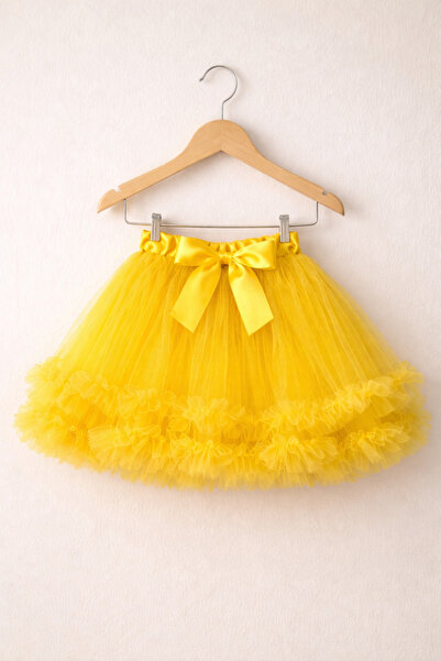 ues Κοριτσίστικη φούστα τούτου κίτρινη με στρώσεις από τούλι και λεπτομέρεια ...