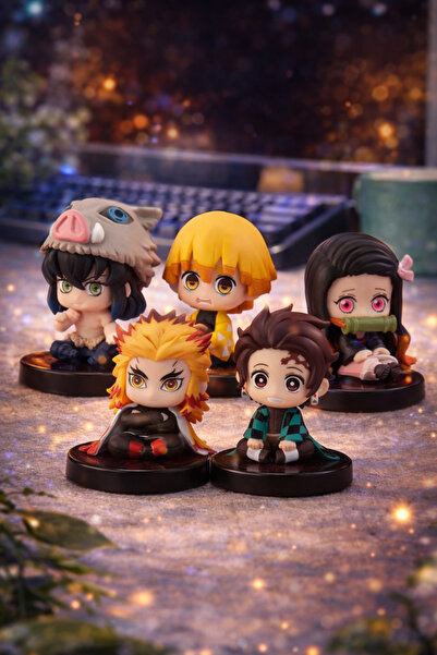Wonderful Life Kimetsu No Yaiba 5 Parça Mini Figür Seti 4-5 Cm Demon Slayer A...
