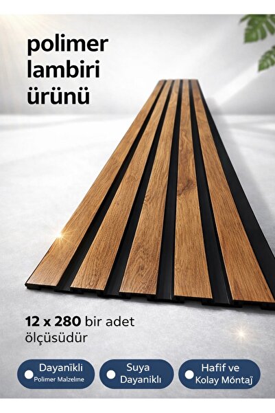 polimer LAMBİRİ KAHVE RENK 12 x 280 EV OFİS DUVAR DEKORLARI