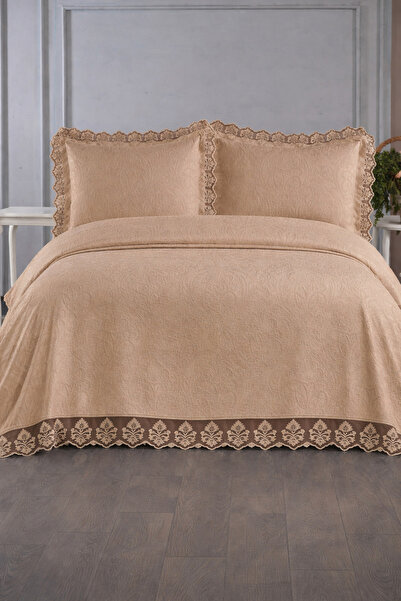 Hig Store Διπλό κάλυμμα κρεβατιού - Μπεζ - Geblümt