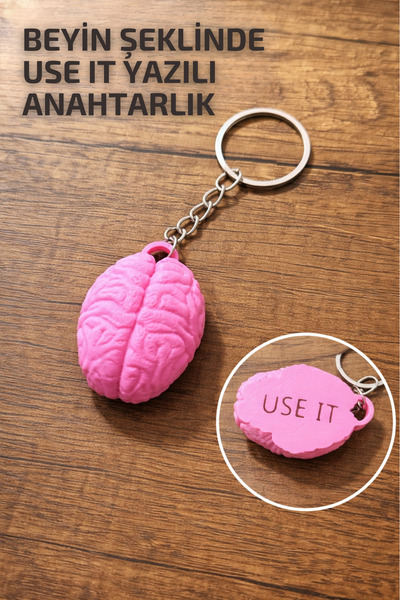 FitVult Ροζ "Use It" Γραπτό Αστείο Μπρελόκ σε Σχήμα Εγκεφάλου για Διασκεδαστι...