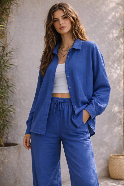 The Cotton Women's Muslin Oversize Casual Cut Buttoned Shirt