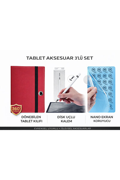 ebulduk حافظة تابلت متوافقة مع Vestel VTAB Z1 مع حامل دوار عالمي + قلم ستايلس...