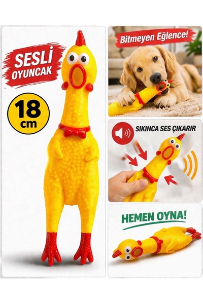 HAYHAYPETSHOP Sesli Tavuk Oyuncak Büyük Boy Köpek Oyuncağı Isırmalık Dayanıkl...