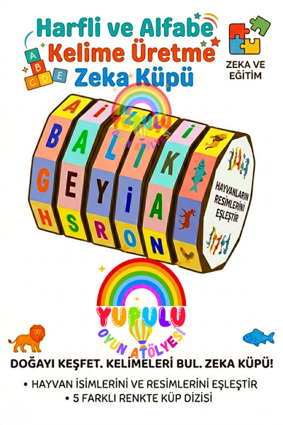 YUPULU Harfli ve Alfabe Kelime Üretme - Hayvanları Öğreniyorum Zeka Küpü Zeka...