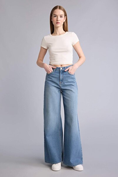 DeFacto Wide Leg High Waist Jean Trousers F3711Ax26Sm