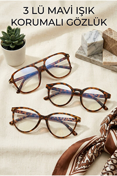 Zzla Mavi Işık Korumalı 3LÜ SET Gözlük Optik Uyumlu (Şeffaf Camı Değişebilir)...