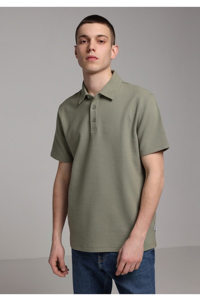 Colin's Tricou verde cu mânecă scurtă pentru bărbați, cu gât polo, cu croială...