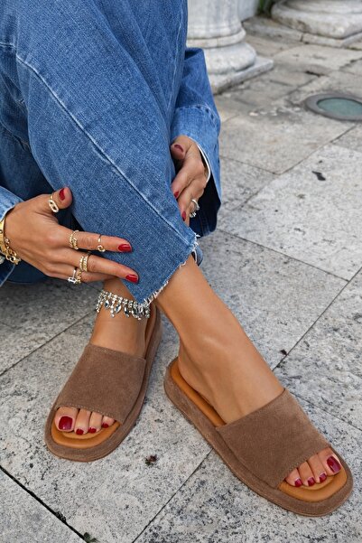 Giydim Gidiyor Soft Luxe Hakiki Deri Terlik Nude