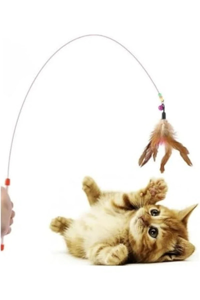90 cm Uzunluğunda Çıngıraklı Kedi Oltası - Eğlenceli ve İnteraktif
