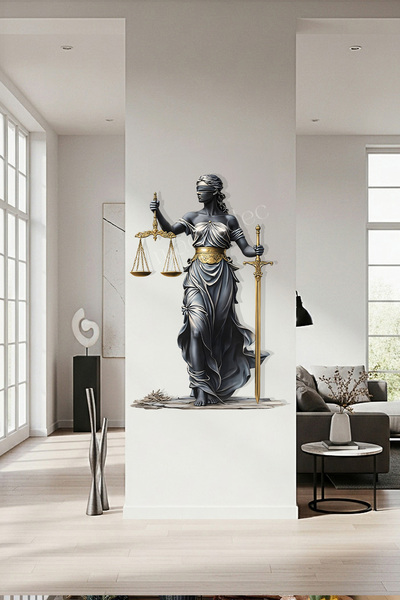 macrodec Imperial Justitia Adalet Tanrıçası Metal Tablo - Altın Detaylı Duvar...