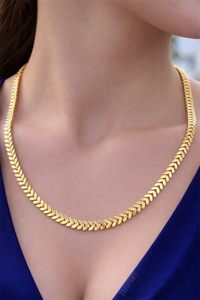 Balık Sırtı Model Altın Kaplama Kolye