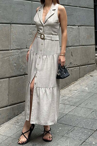 XXL BUTİK Φόρεμα - Μπεζ - Φουσκωτή φούστα