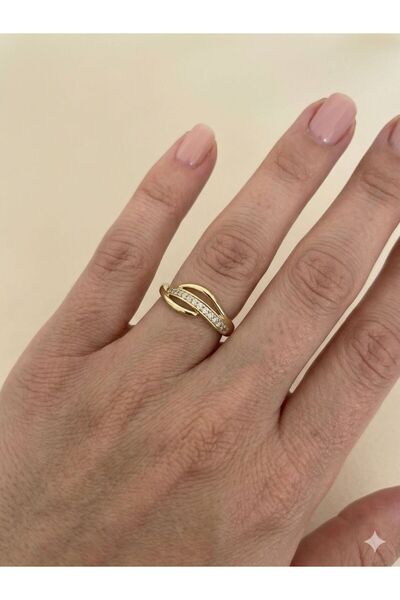 XUPING JEWELRY 14K Gold Zirkon Taşlı Xupıng Çelik Yüzük