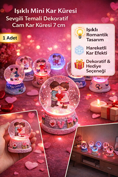 Tamsena Store Işıklı Mini Kar Küresi Sevgili Temalı Dekoratif Cam Kar Küresi ...