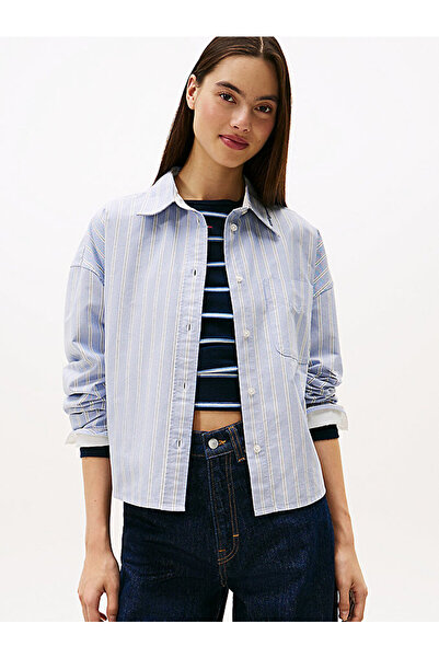 Tommy Hilfiger kadın tjw crop oxford gömlek
