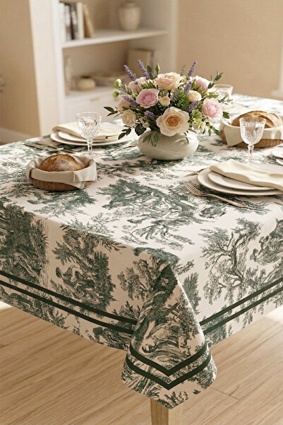 DEKOMOD Yumuşak Dokulu Baskılı Fransız Köylü Desen Dikdörtgen Mutfak Salon Ba...