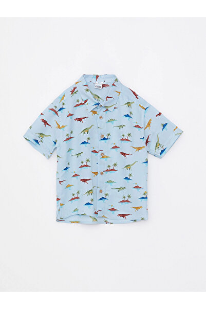 LC Waikiki Lcw Baby Blue Short Sleeve Printed Baby Boy Shirt