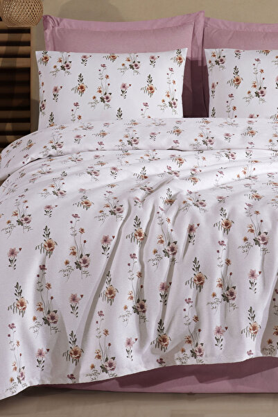 Enlora Home Desenli Pike Seti Çift Kişilik Buket Beyaz (Pike+Yastık Kılıfı)