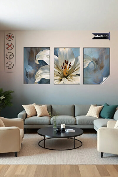Akıllı Kağıt Statik Tutunma Özellikli Tablo - Poster Çiçek (Model-83) Çerçeve...