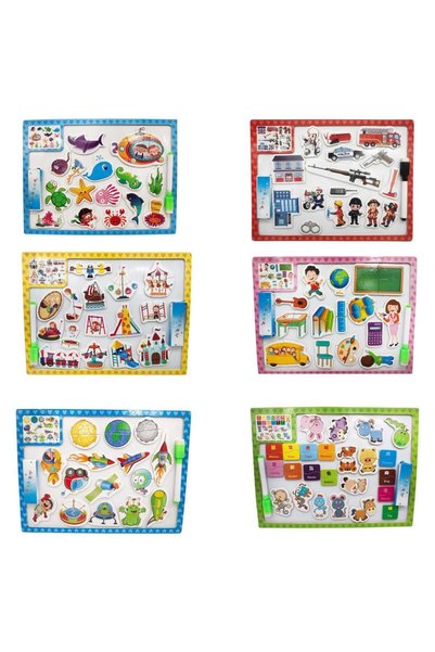 Farbu Oyuncak Eğitici Şekilli Magnet Puzzle ve Çift Taraflı Yazı Tahtası 3+ Y...