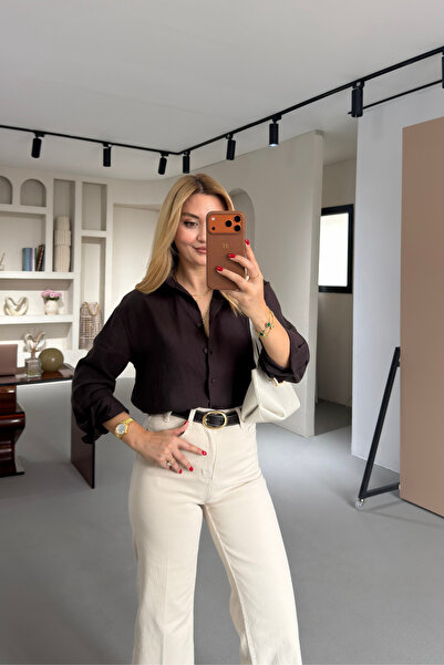 Sezgi Tekin Πουκάμισο Tensel σειράς Premium σε καφέ απόχρωση