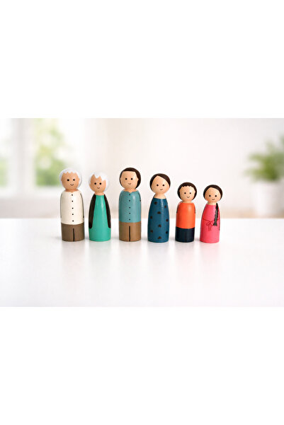Gepettonine 6 Adet Ahşap Boyalı Pegdoll – Eğlenceli, Doğal Ve El Yapımı Peg B...