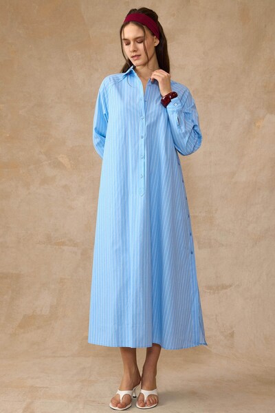 Olcay Λιτό φόρεμα - Μπλε - Γραμμή Α