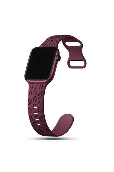 Dexmon Apple Watch 11 10 46mm 9 8 7 6 SE Ultra Uyumlu 42-44-45-49mm Leopar Desenli Silikon Kordon