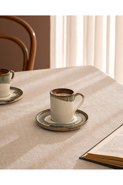 Madame Coco Maure 6 Kişilik 12 Parça Kahve Fincan Takımı - Yeşil