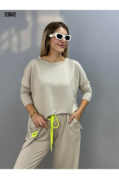 moda wanilia Γυναικείο Σετ Δύο Τεμαχίων από Βισκόζη και Βαμβακερό Ύφασμα με Λ...