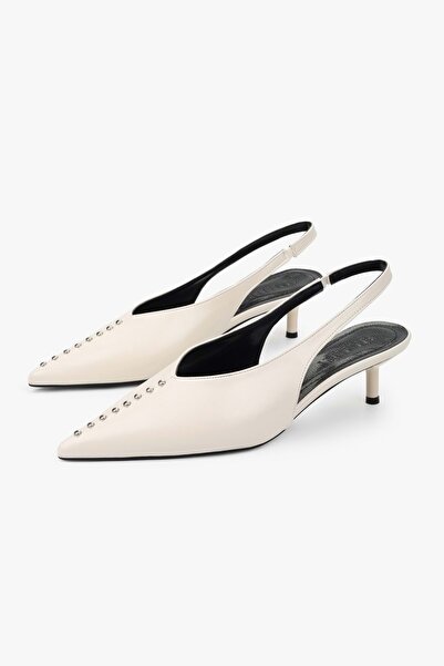 Shoeberry Γυναικείο στιλέτο Roviel Ecru Skin Troc με λεπτομέρειες