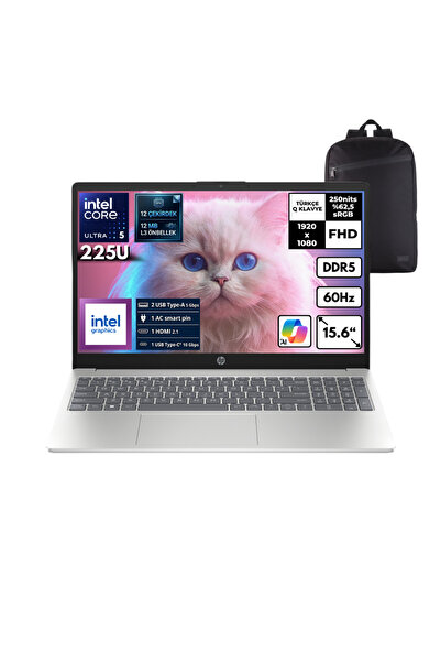 HP AI 15-FD2026NT U5-225U 16GB 512 GBSSD Intel Graphics 15.6" FHD Freedos +S....